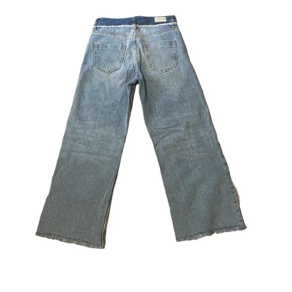 Zara 1975 Denim Jeans Cropped Flare High Rise Western Size 2 Small - Picture 6 of 12